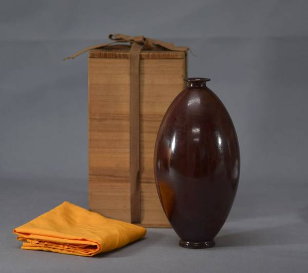 般若勘渓 青銅瓜形一輪瓶 共箱 Dplus