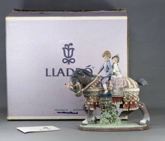 稀少 LLADORO リヤドロ 【馬に乗る少年と少女】 USED 美品 箱付き | D