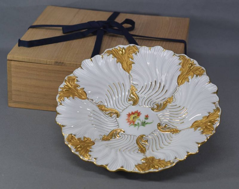 オールド MEISSEN マイセン 美しい一つ花金彩飾り皿 | D-plus-stock